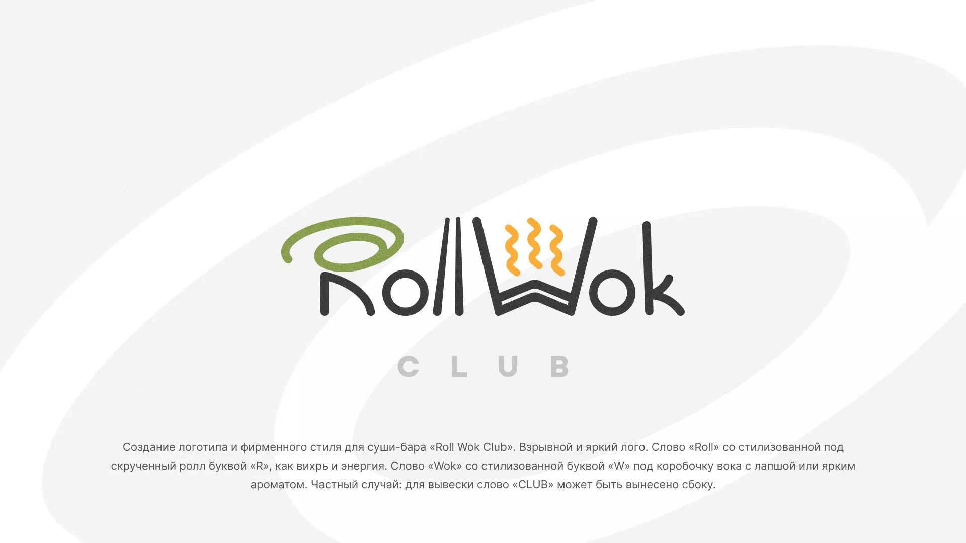 Разработка логотипа и фирменного стиля суши-бара «Roll Wok Club» в Миллерово