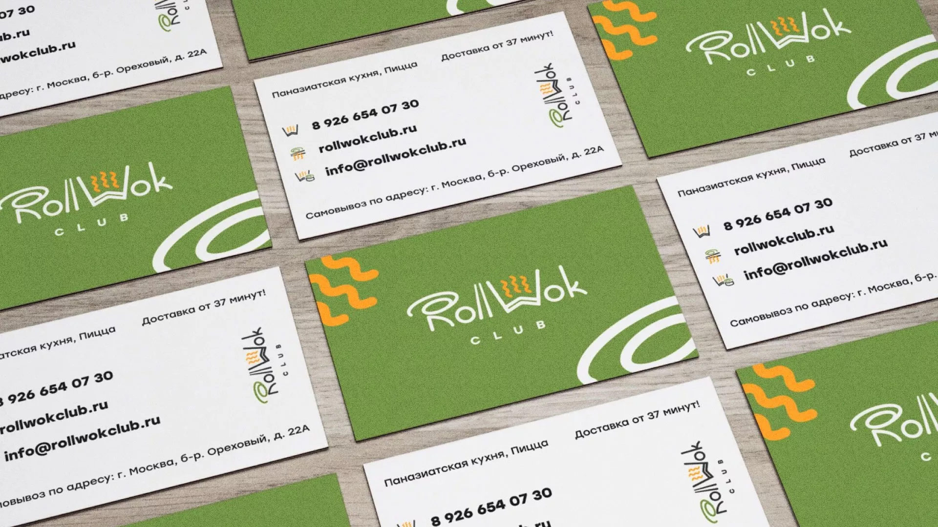 Разработка дизайна визиток суши-бара «Roll Wok Club» в Миллерово